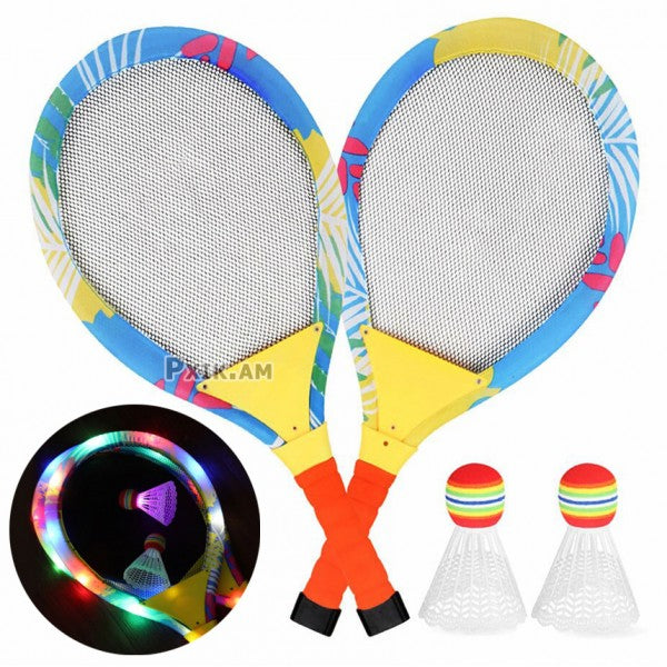 Set rachete de tenis pentru copii, Zola, 2 bucati, cu leduri, 55x27x1 cm, din plastic, multicolore Set rachete de tenis pentru copii, Zola, 2 bucati, cu leduri, 55x27x1 cm, din plastic, multicolore